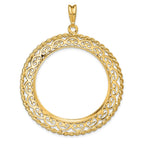 FJC Finejewelers 14 kt Yellow Gold Scroll Design with Rope Edge 34.2mm Prong Coin Bezel Pendant