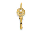 FJC Finejewelers 14 kt Yellow Gold Polished 3D Rounded Top Key Charm 20 x 6 mm