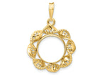 FJC Finejewelers 14 kt Yellow Gold Fancy Twisted Ribbon 13.0mm Prong Coin Bezel Pendant