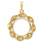 FJC Finejewelers 14 kt Yellow Gold Fancy Twisted Ribbon 17.8mm Prong Coin Bezel Pendant