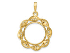 FJC Finejewelers 14 kt Yellow Gold Fancy Twisted Ribbon 17.8mm Prong Coin Bezel Pendant