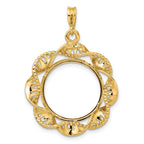 FJC Finejewelers 14 kt Yellow Gold Fancy Twisted Ribbon 18.0mm Prong Coin Bezel Pendant