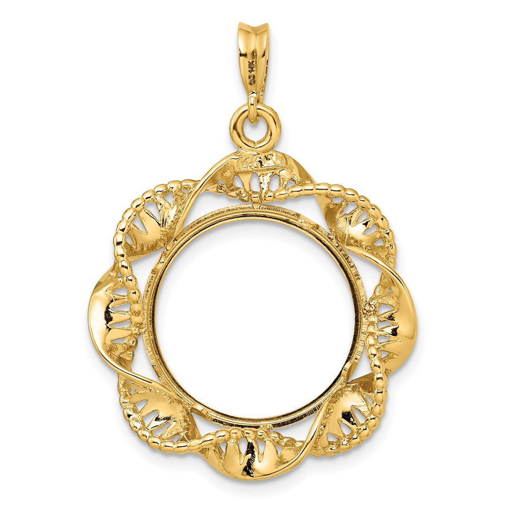 FJC Finejewelers 14 kt Yellow Gold Fancy Twisted Ribbon 18.0mm Prong Coin Bezel Pendant