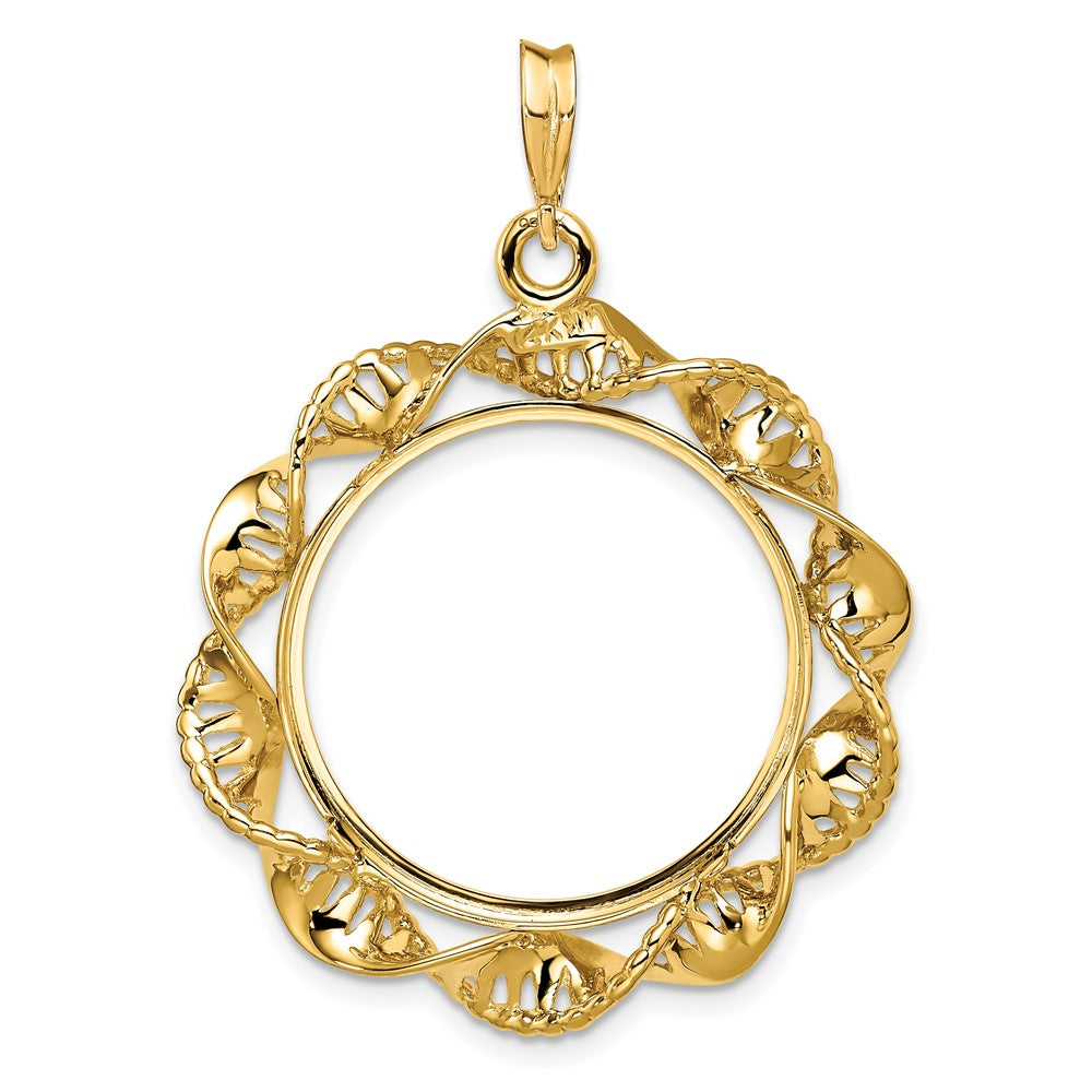 FJC Finejewelers 14 kt Yellow Gold Fancy Twisted Ribbon 22.0mm Prong Coin Bezel Pendant