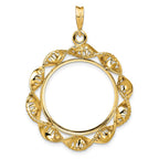 FJC Finejewelers 14 kt Yellow Gold Fancy Twisted Ribbon 22.0mm Prong Coin Bezel Pendant