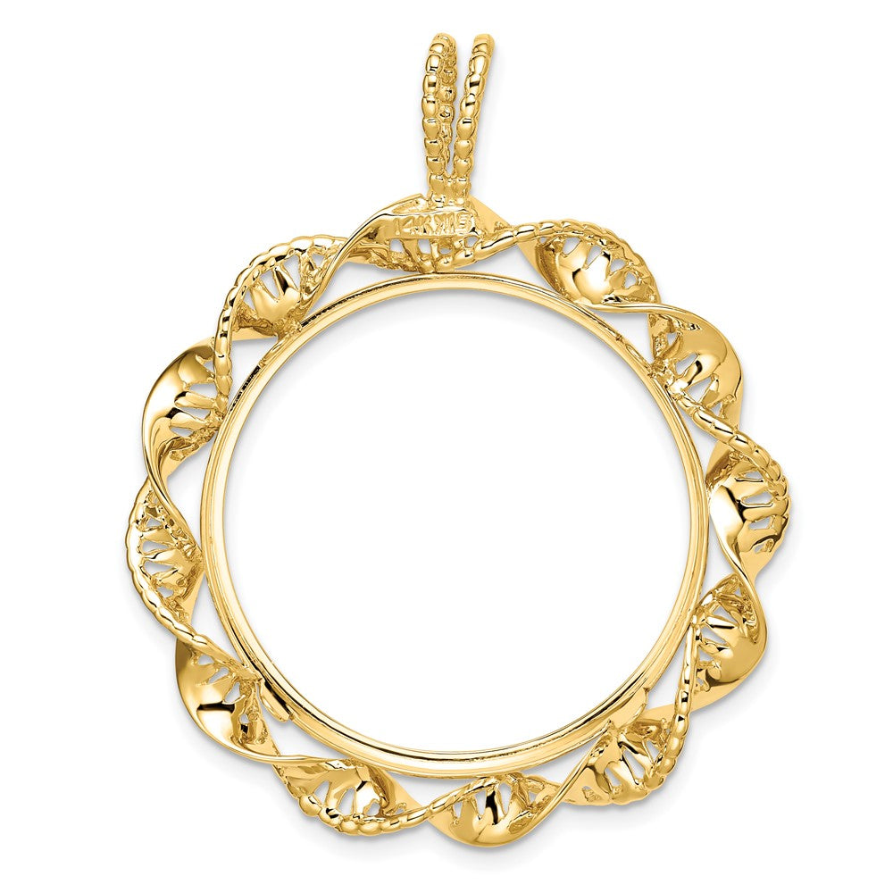 FJC Finejewelers 14 kt Yellow Gold Fancy Twisted Ribbon 27.0mm Prong Coin Bezel Pendant