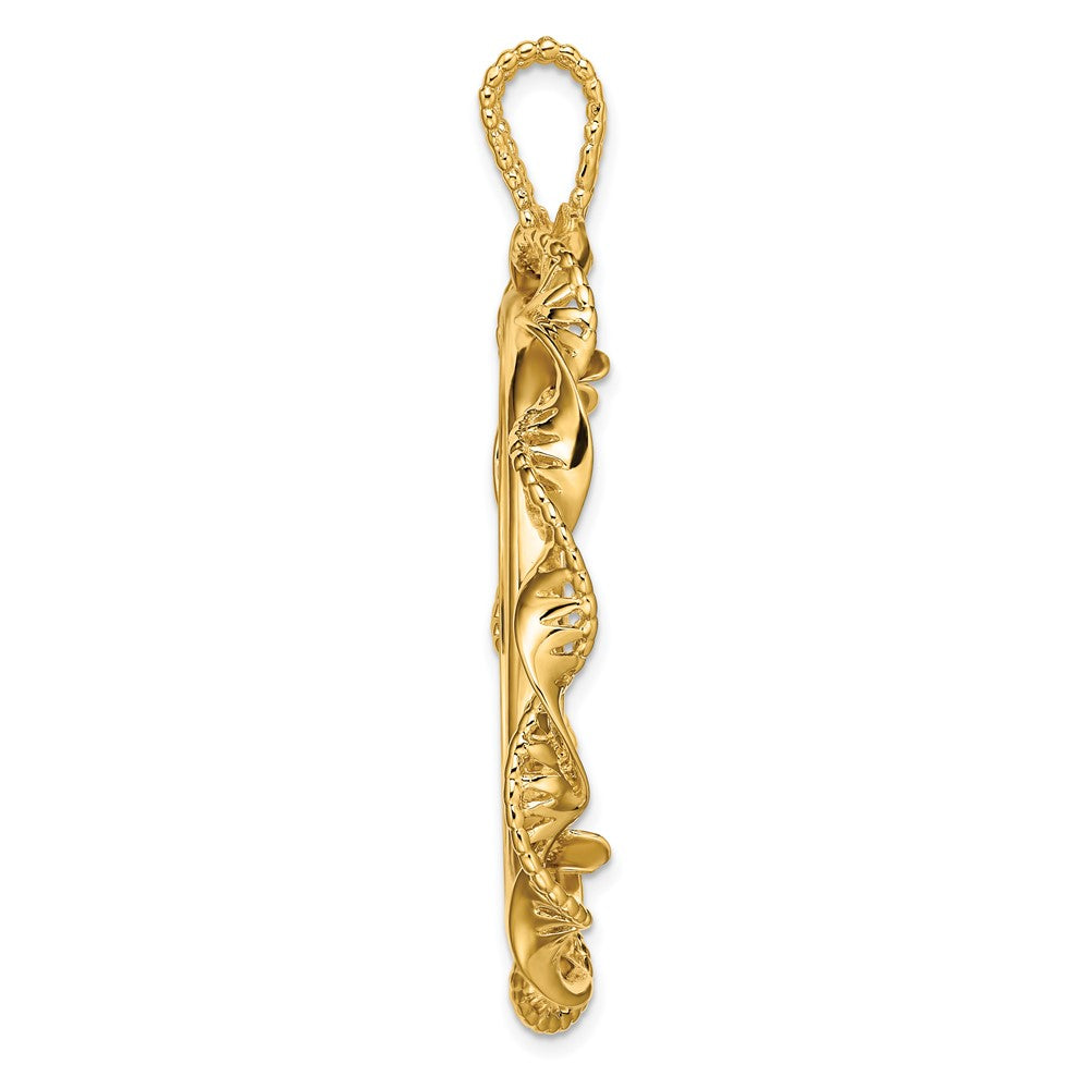 FJC Finejewelers 14 kt Yellow Gold Fancy Twisted Ribbon 34.2mm Prong Coin Bezel Pendant