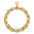 FJC Finejewelers 14 kt Yellow Gold Fancy Twisted Ribbon 34.2mm Prong Coin Bezel Pendant