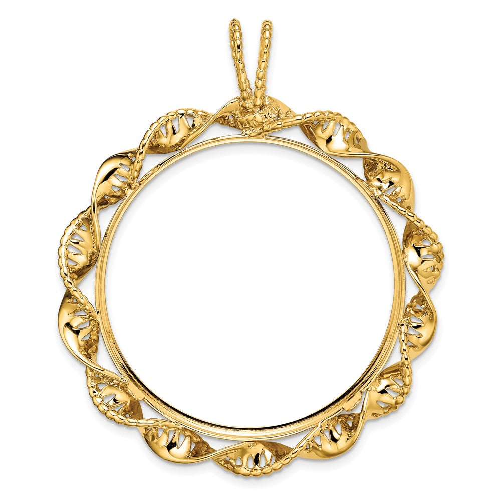 FJC Finejewelers 14 kt Yellow Gold Fancy Twisted Ribbon 34.2mm Prong Coin Bezel Pendant