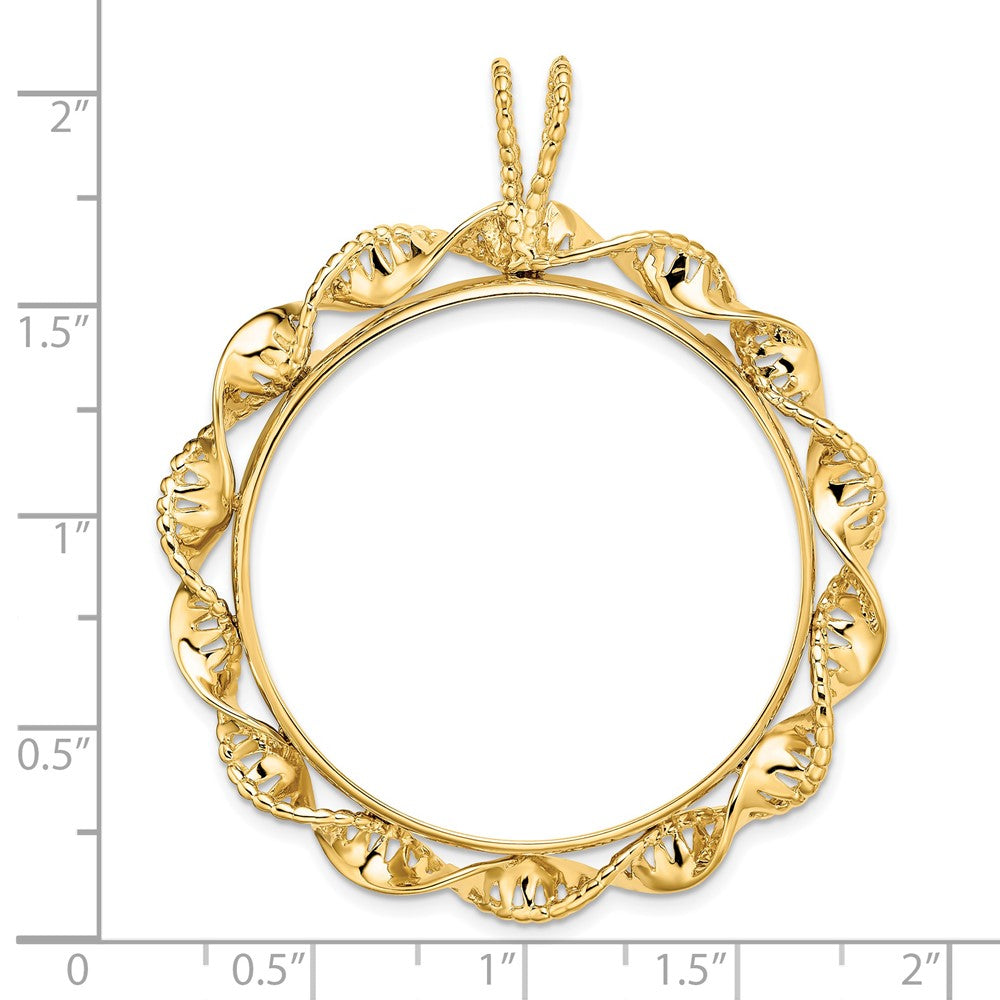 FJC Finejewelers 14 kt Yellow Gold Fancy Twisted Ribbon 34.2mm Prong Coin Bezel Pendant