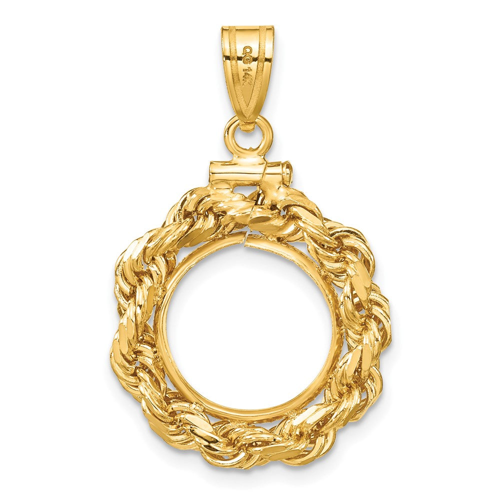 FJC Finejewelers 14 kt Yellow Gold Rope 13.0mm x 1.1mm Screw Top Coin Bezel Pendant