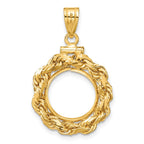 FJC Finejewelers 14 kt Yellow Gold Rope 13.0mm x 1.1mm Screw Top Coin Bezel Pendant