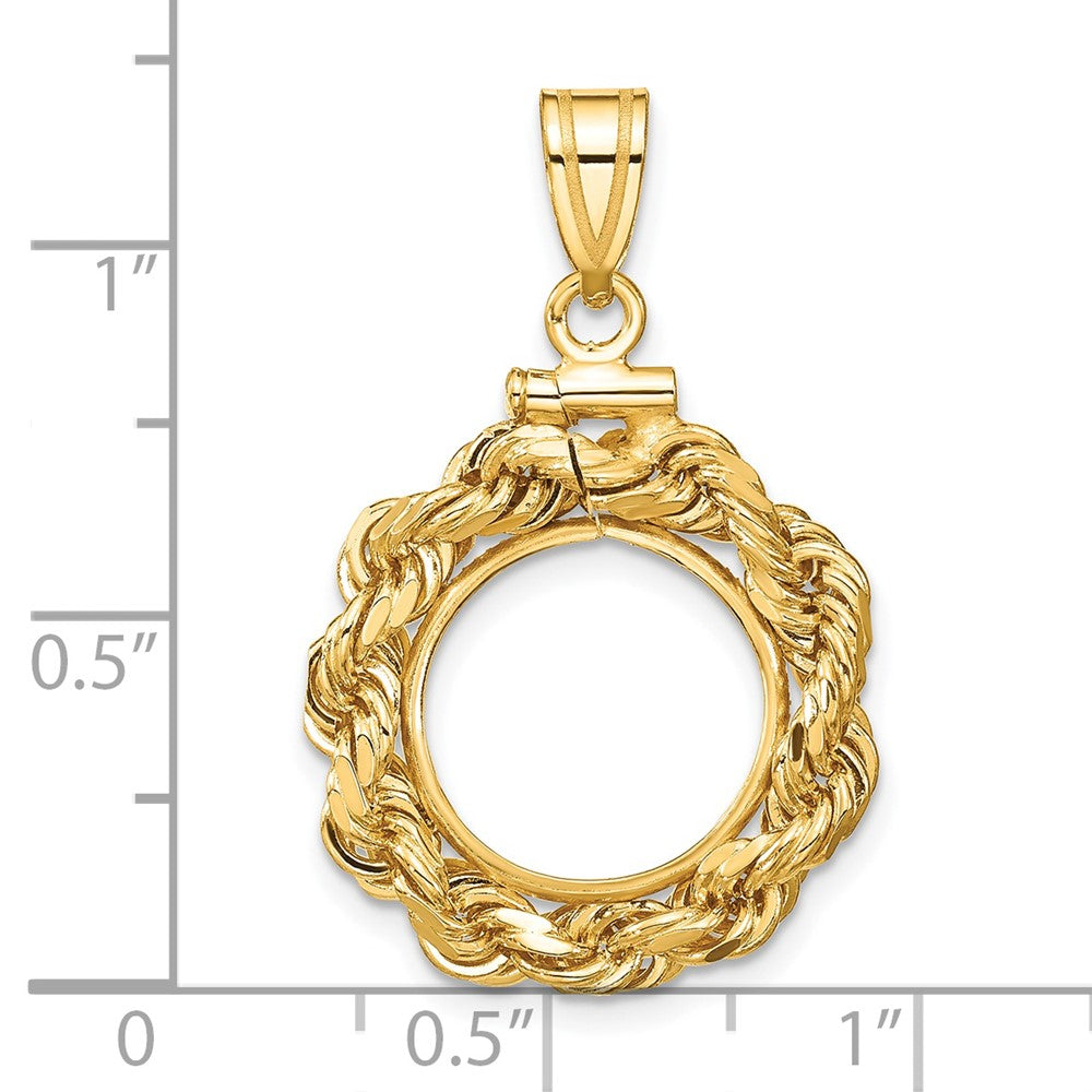 FJC Finejewelers 14 kt Yellow Gold Rope 13.0mm x 1.1mm Screw Top Coin Bezel Pendant
