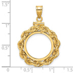 FJC Finejewelers 14 kt Yellow Gold Rope 16.5mm x 1.35mm Screw Top Coin Bezel Pendant