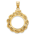 FJC Finejewelers 14 kt Yellow Gold Rope 16.5mm x 1.35mm Screw Top Coin Bezel Pendant