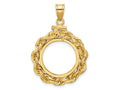 FJC Finejewelers 14 kt Yellow Gold Rope 16.5mm x 1.35mm Screw Top Coin Bezel Pendant
