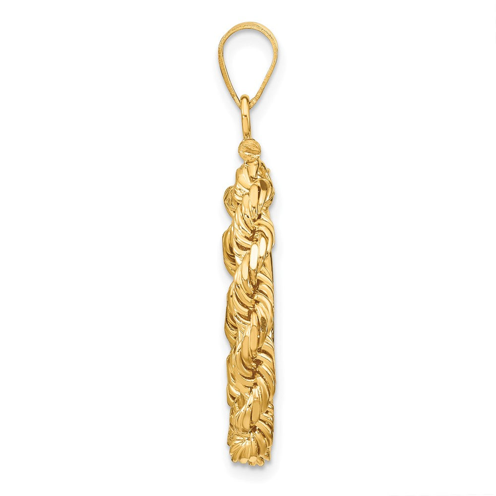 FJC Finejewelers 14 kt Yellow Gold Rope 17.8mm x 1.35mm Screw Top Coin Bezel Pendant