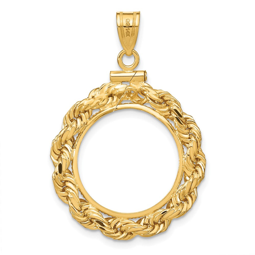 FJC Finejewelers 14 kt Yellow Gold Rope 17.8mm x 1.35mm Screw Top Coin Bezel Pendant