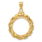 FJC Finejewelers 14 kt Yellow Gold Rope 17.8mm x 1.35mm Screw Top Coin Bezel Pendant