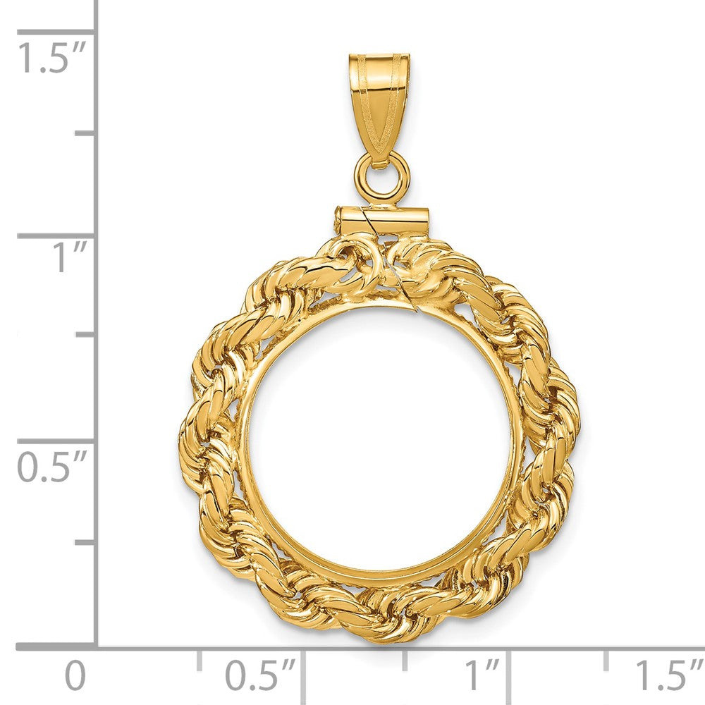FJC Finejewelers 14 kt Yellow Gold Rope 17.8mm x 1.35mm Screw Top Coin Bezel Pendant