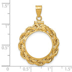 FJC Finejewelers 14 kt Yellow Gold Rope 17.8mm x 1.35mm Screw Top Coin Bezel Pendant