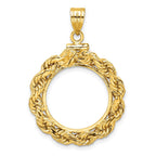 FJC Finejewelers 14 kt Yellow Gold Rope 18.0mm x 1.35mm Screw Top Coin Bezel Pendant