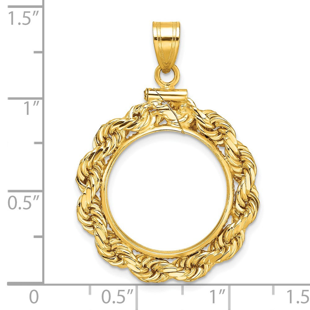 FJC Finejewelers 14 kt Yellow Gold Rope 18.0mm x 1.35mm Screw Top Coin Bezel Pendant