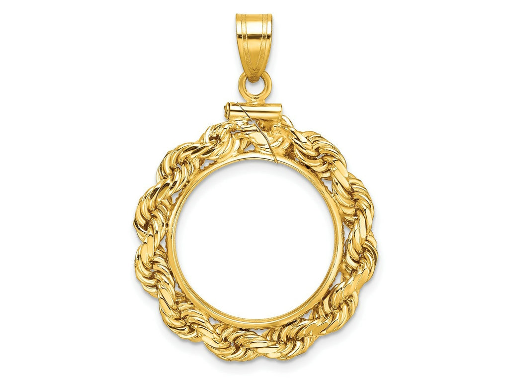 FJC Finejewelers 14 kt Yellow Gold Rope 18.0mm x 1.35mm Screw Top Coin Bezel Pendant