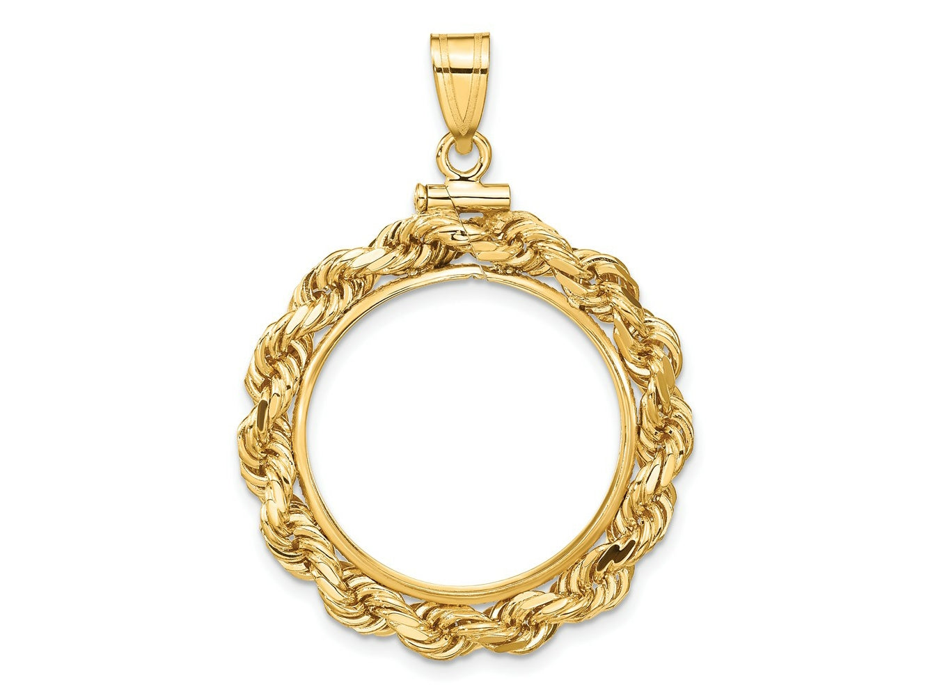 FJC Finejewelers 14 kt Yellow Gold Rope 21.6mm x 1.7mm Screw Top Coin Bezel Pendant