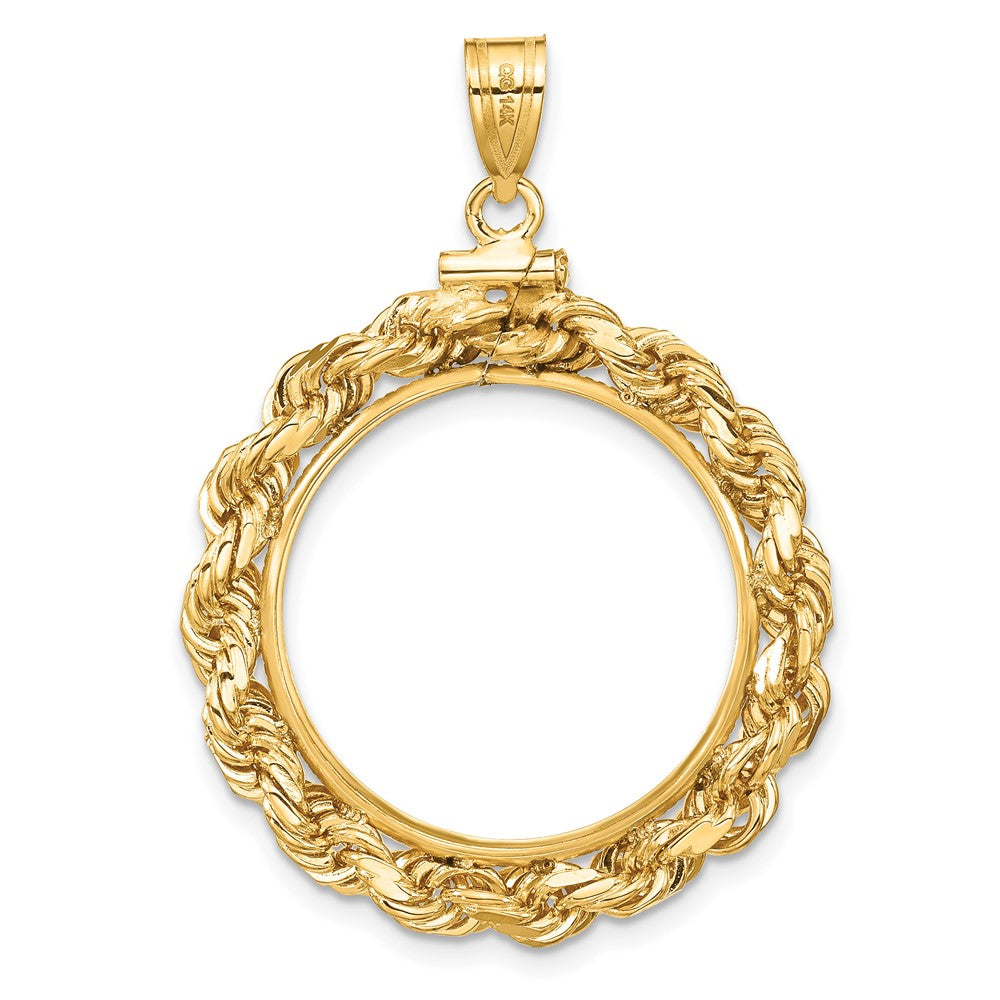 FJC Finejewelers 14 kt Yellow Gold Rope 22.0mm x 1.9mm Screw Top Coin Bezel Pendant