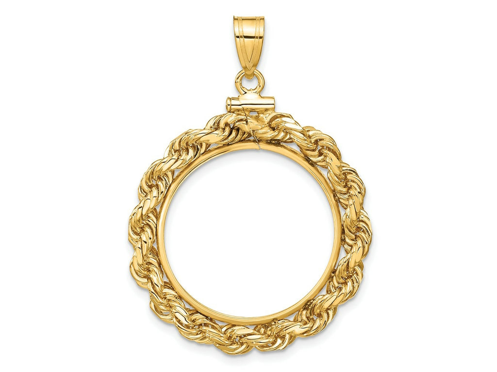 FJC Finejewelers 14 kt Yellow Gold Rope 22.0mm x 1.9mm Screw Top Coin Bezel Pendant