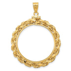 FJC Finejewelers 14 kt Yellow Gold Rope 27.0mm x 2.35mm Screw Top Coin Bezel Pendant