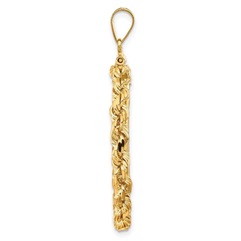 FJC Finejewelers 14 kt Yellow Gold Rope 27.0mm x 2.35mm Screw Top Coin Bezel Pendant
