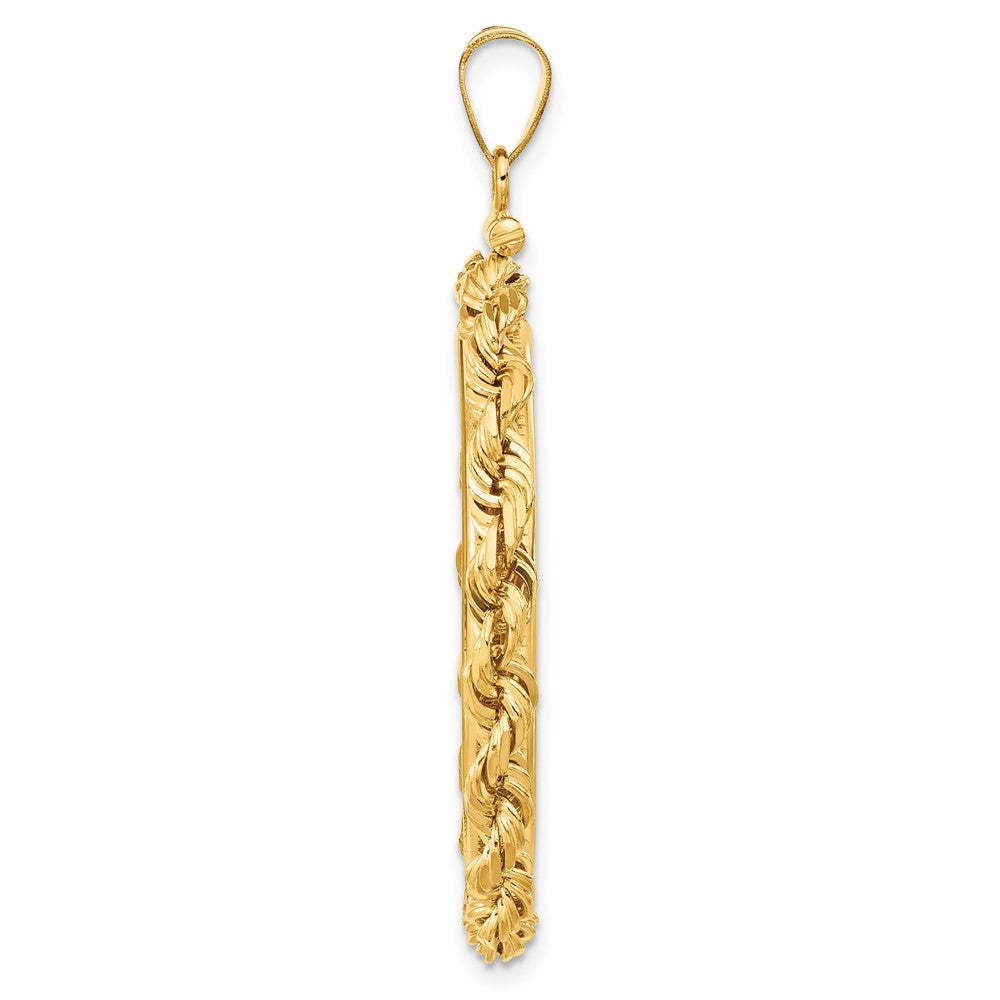 FJC Finejewelers 14 kt Yellow Gold Rope 30.0mm x 3.00mm Screw Top Coin Bezel Pendant