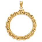 FJC Finejewelers 14 kt Yellow Gold Rope 30.0mm x 3.00mm Screw Top Coin Bezel Pendant
