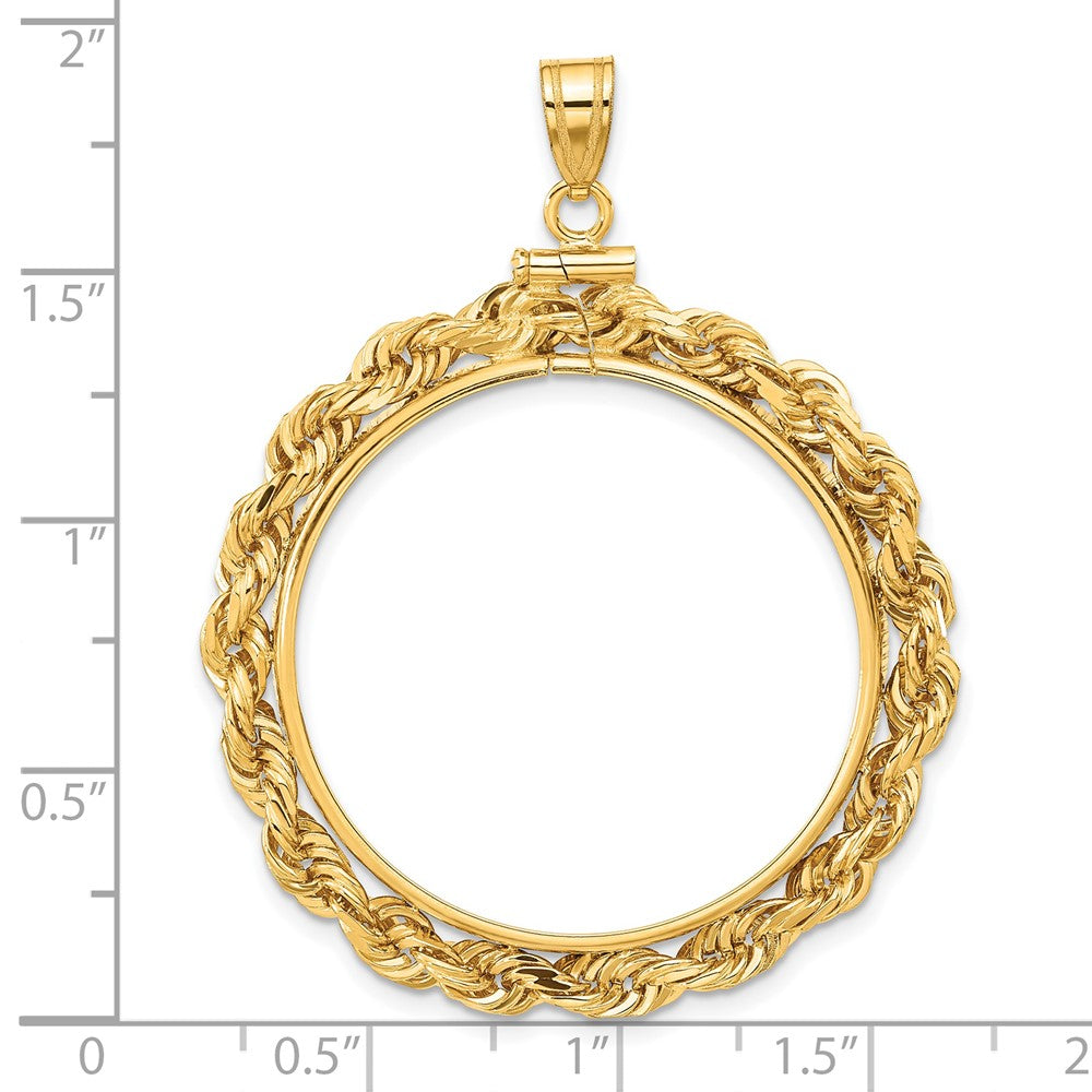 FJC Finejewelers 14 kt Yellow Gold Rope 30.0mm x 3.00mm Screw Top Coin Bezel Pendant