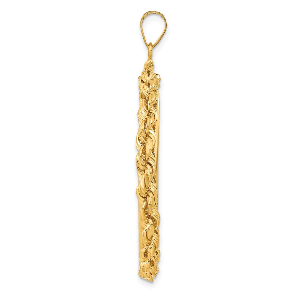 FJC Finejewelers 14 kt Yellow Gold Rope 32.0mm x 2.85mm Screw Top Coin Bezel Pendant
