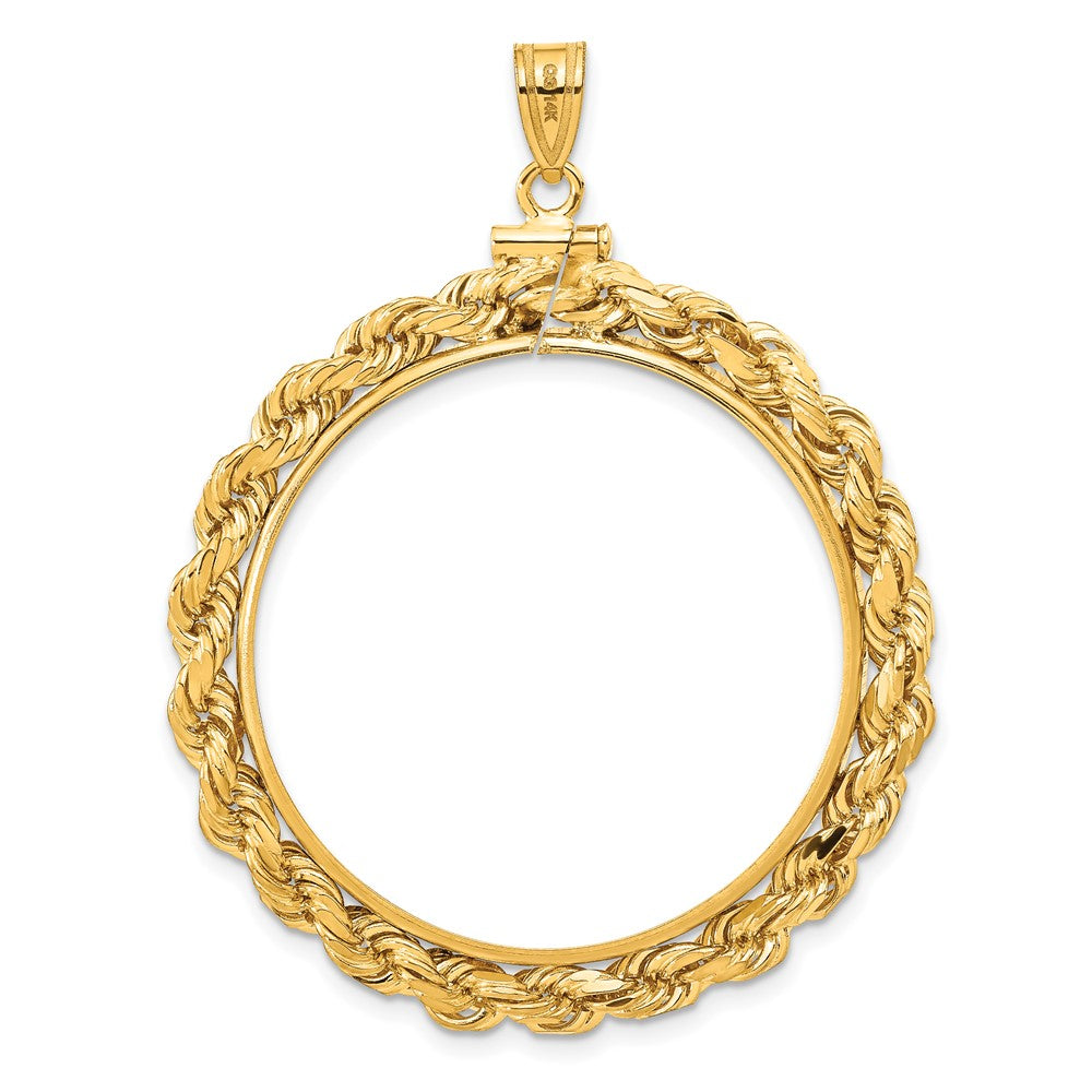 FJC Finejewelers 14 kt Yellow Gold Rope 32.0mm x 2.85mm Screw Top Coin Bezel Pendant