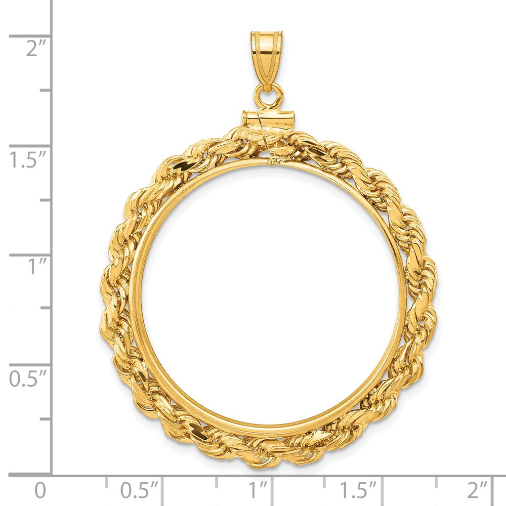 FJC Finejewelers 14 kt Yellow Gold Rope 32.0mm x 2.85mm Screw Top Coin Bezel Pendant