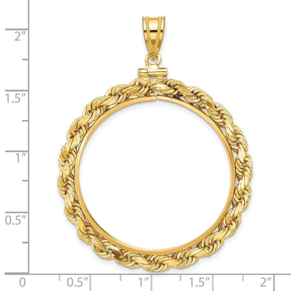 FJC Finejewelers 14 kt Yellow Gold Rope 32.7mm x 3.00mm Screw Top Coin Bezel Pendant