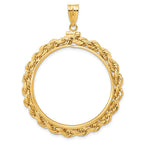 FJC Finejewelers 14 kt Yellow Gold Rope 34.2mm x 2.85mm Screw Top Coin Bezel Pendant