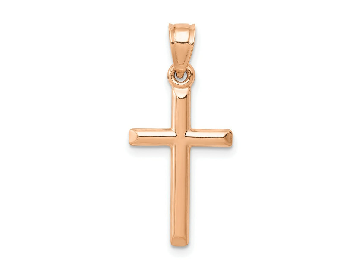 FJC Finejewelers 14 kt Rose Gold Themed Polished Hollow Cross Charm 25 mm x 12 mm