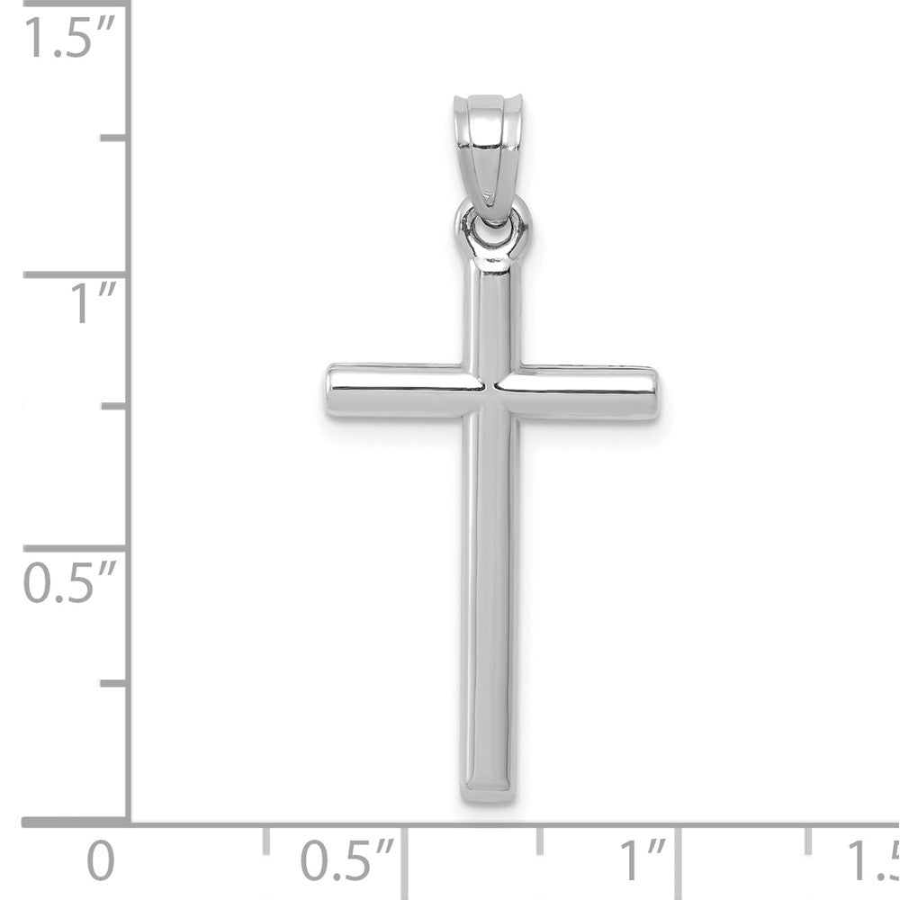 FJC Finejewelers 14 kt White Gold Themed Polished Hollow Cross Charm 31 mm x 15 mm