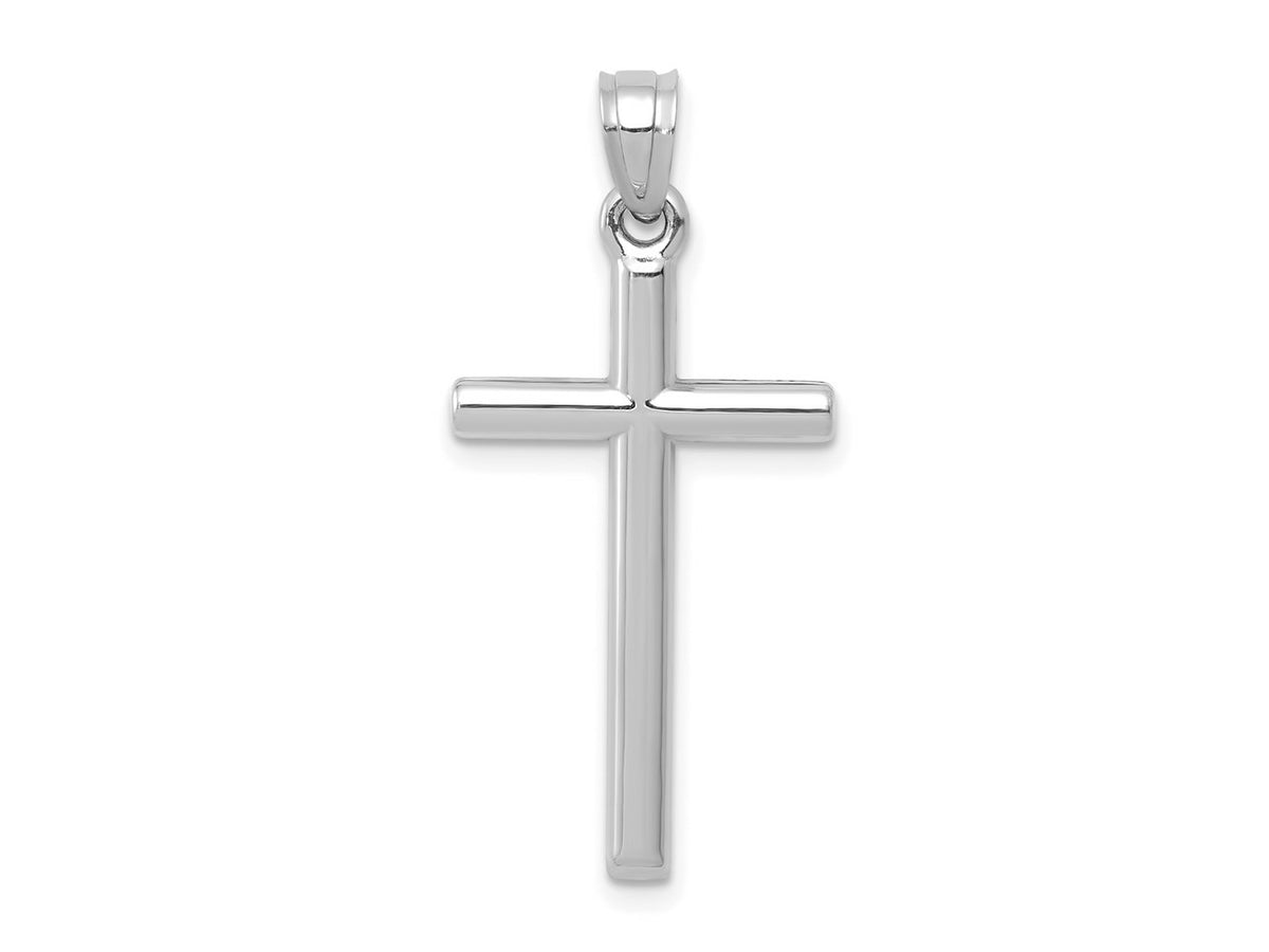 FJC Finejewelers 14 kt White Gold Themed Polished Hollow Cross Charm 31 mm x 15 mm