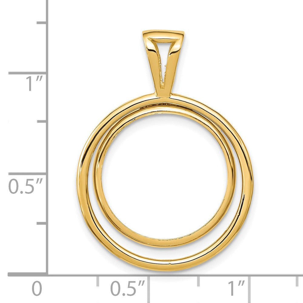 FJC Finejewelers 14 kt Yellow Gold Offset Double Circle 17.8mm Prong Coin Bezel Pendant
