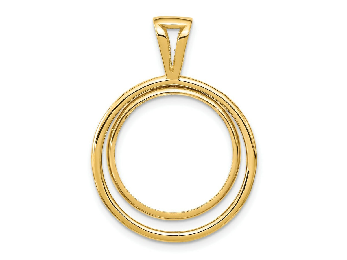 FJC Finejewelers 14 kt Yellow Gold Offset Double Circle 17.8mm Prong Coin Bezel Pendant