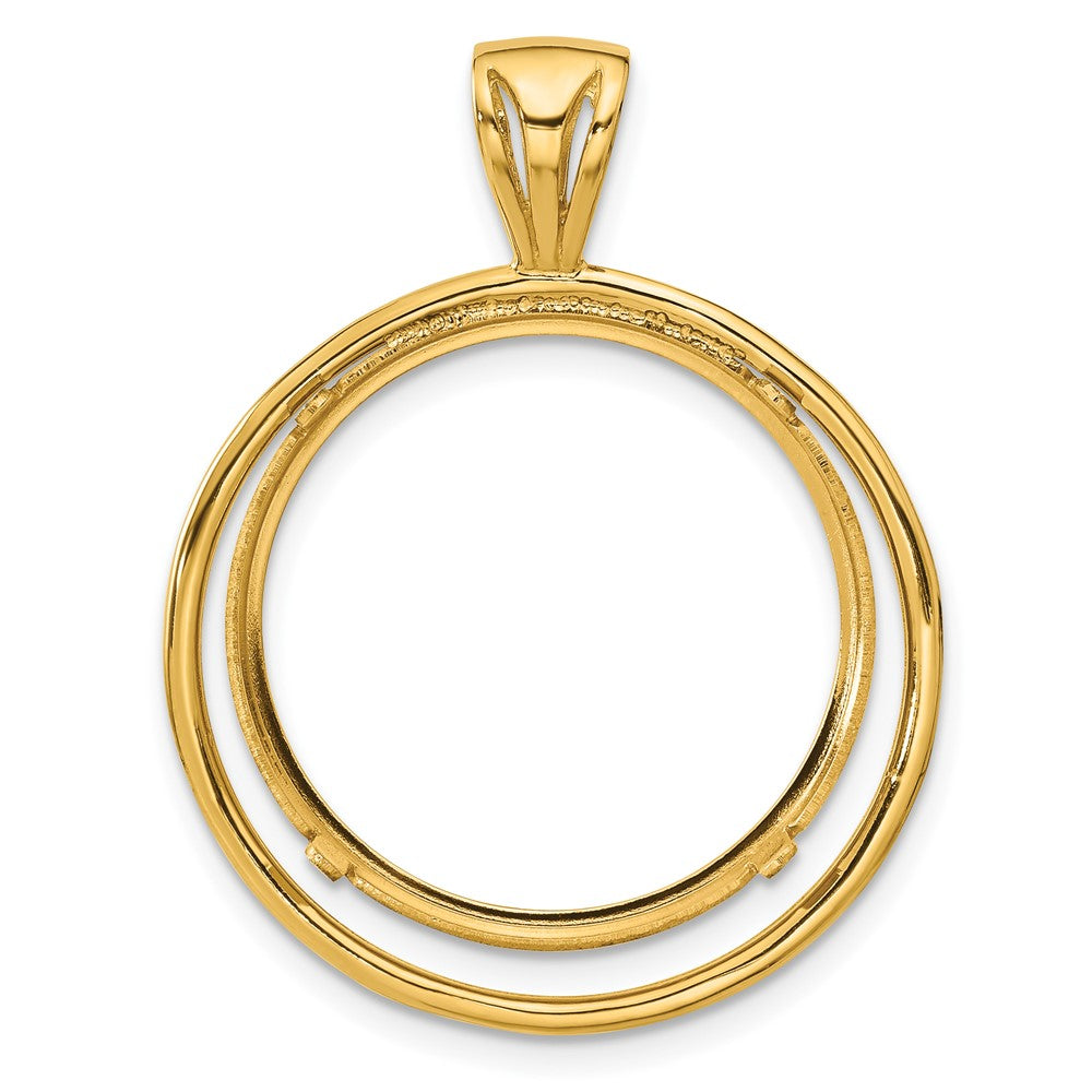 FJC Finejewelers 14 kt Yellow Gold Offset Double Circle 21.6mm Prong Coin Bezel Pendant