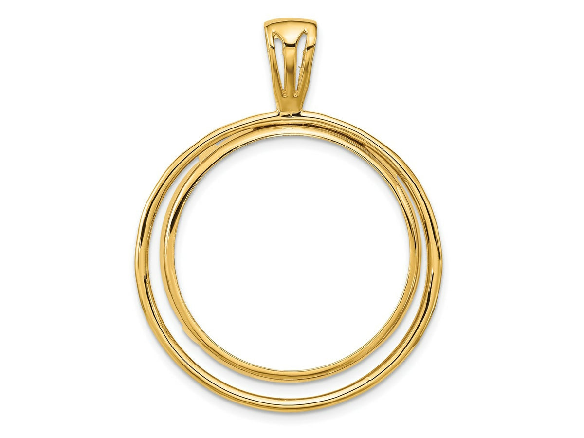 FJC Finejewelers 14 kt Yellow Gold Offset Double Circle 27.0mm Prong Coin Bezel Pendant