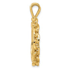 FJC Finejewelers 14 kt Yellow Gold and Textured Chain Link 21.6mm Prong Coin Bezel Pendant