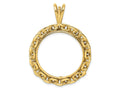 FJC Finejewelers 14 kt Yellow Gold and Textured Chain Link 27.0mm Prong Coin Bezel Pendant